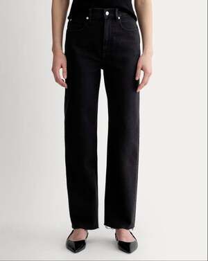 EVERLANE Womens Way-High Jeans 27x29 US 4 LONG Black Straight Organic Cotton NWT